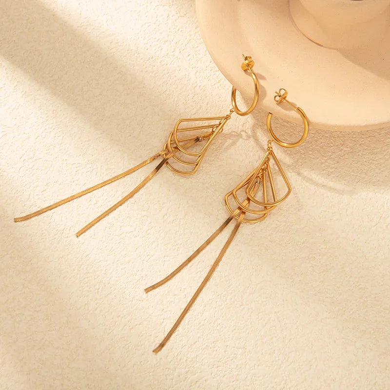 1 Pair Elegant Simple Style Triangle Plating 304 Stainless Steel 14K Gold Plated Drop Earrings