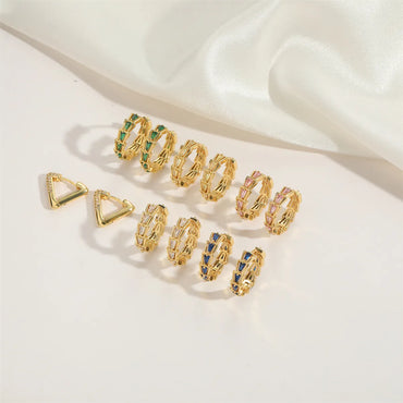 1 Pair Elegant Simple Style Triangle Plating Inlay Copper Zircon 14K Gold Plated Earrings