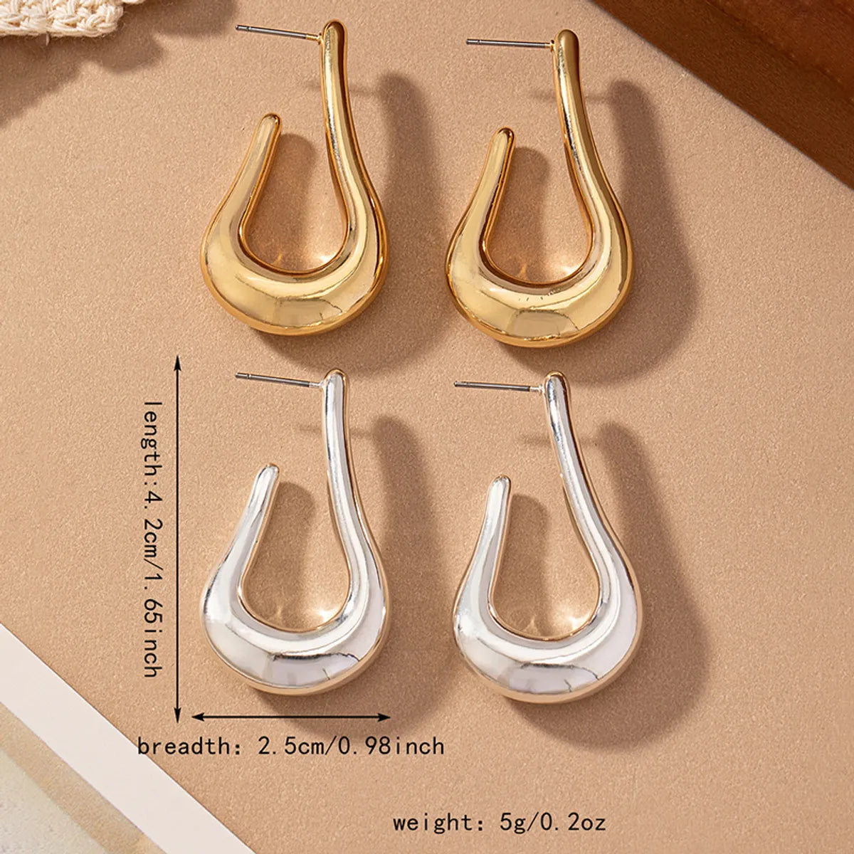 1 Pair Elegant Simple Style U Shape Plating Arylic 14k Gold Plated Silver Plated Drop Earrings