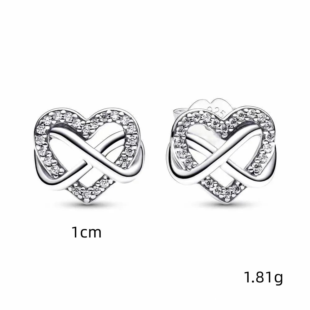 1 Pair Elegant Simple Style Water Droplets Heart Shape Plating Sterling Silver Zircon Ear Studs