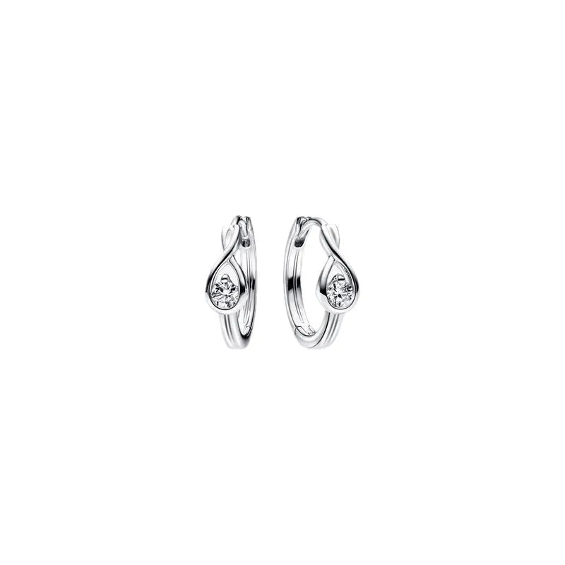 1 Pair Elegant Simple Style Water Droplets Heart Shape Plating Sterling Silver Zircon Ear Studs