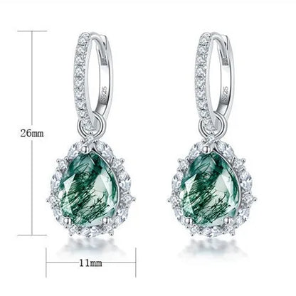 1 Pair Elegant Simple Style Water Droplets Lab-Grown Gemstone Sterling Silver Zircon White Gold Plated Drop Earrings