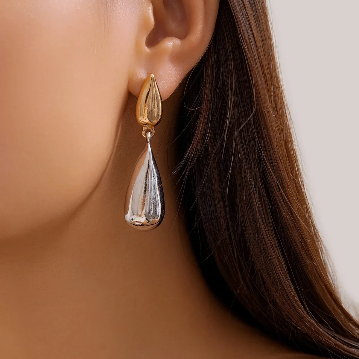 1 Pair Elegant Simple Style Water Droplets Plating Alloy Drop Earrings