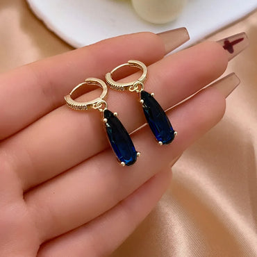 1 Pair Elegant Simple Style Water Droplets Plating Inlay Copper Zircon Gold Plated Drop Earrings