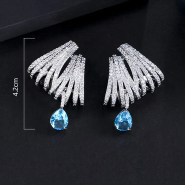 1 Pair Elegant Simple Style Water Droplets Plating Inlay Copper Zircon White Gold Plated Drop Earrings