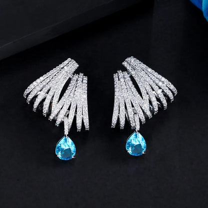 1 Pair Elegant Simple Style Water Droplets Plating Inlay Copper Zircon White Gold Plated Drop Earrings