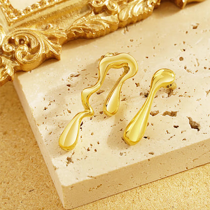 1 Pair Elegant Simple Style Water Droplets Plating Stainless Steel 18k Gold Plated Drop Earrings