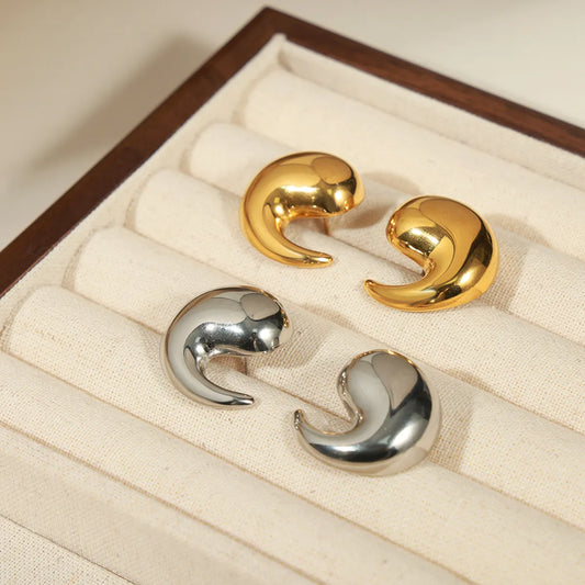 1 Pair Elegant Simple Style Water Droplets Plating Titanium Steel 18k Gold Plated Ear Studs