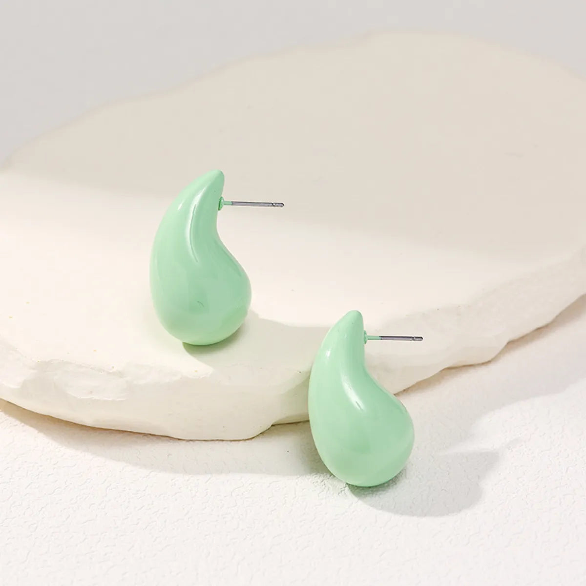 1 Pair Elegant Simple Style Water Droplets Polishing Arylic Ear Studs