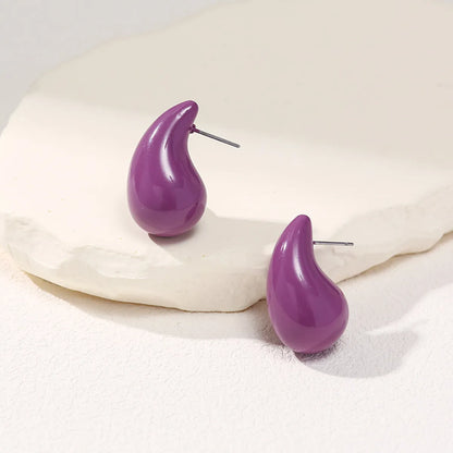 1 Pair Elegant Simple Style Water Droplets Polishing Arylic Ear Studs