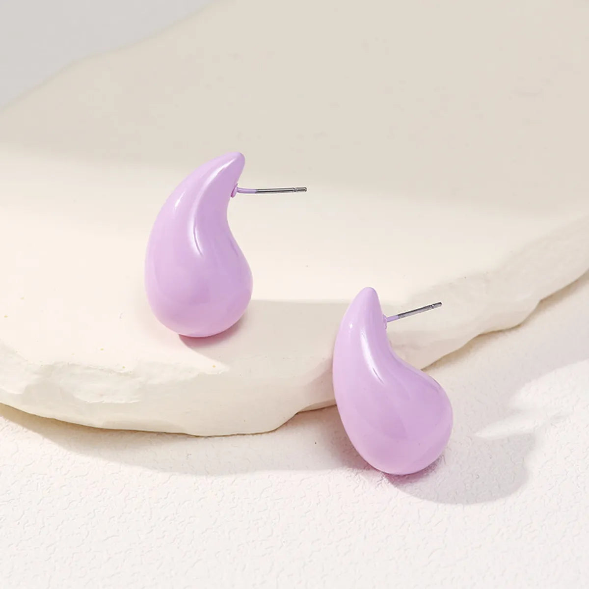 1 Pair Elegant Simple Style Water Droplets Polishing Arylic Ear Studs