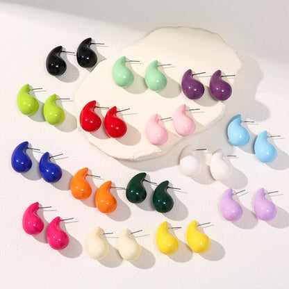 1 Pair Elegant Simple Style Water Droplets Polishing Arylic Ear Studs