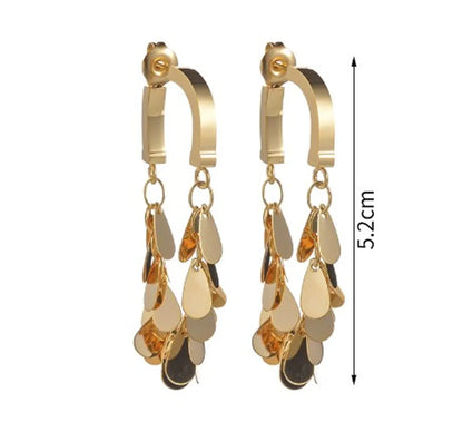 1 Pair Elegant Simple Style Water Droplets Solid Color Plating Stainless Steel 18k Gold Plated Drop Earrings