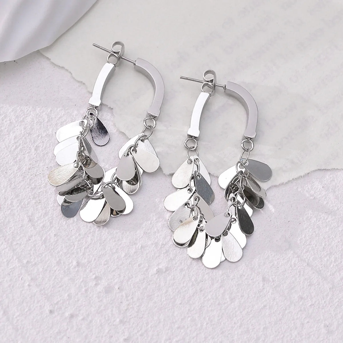 1 Pair Elegant Simple Style Water Droplets Solid Color Plating Stainless Steel 18k Gold Plated Drop Earrings