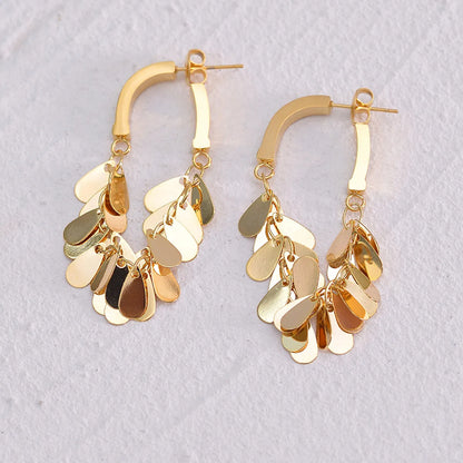 1 Pair Elegant Simple Style Water Droplets Solid Color Plating Stainless Steel 18k Gold Plated Drop Earrings