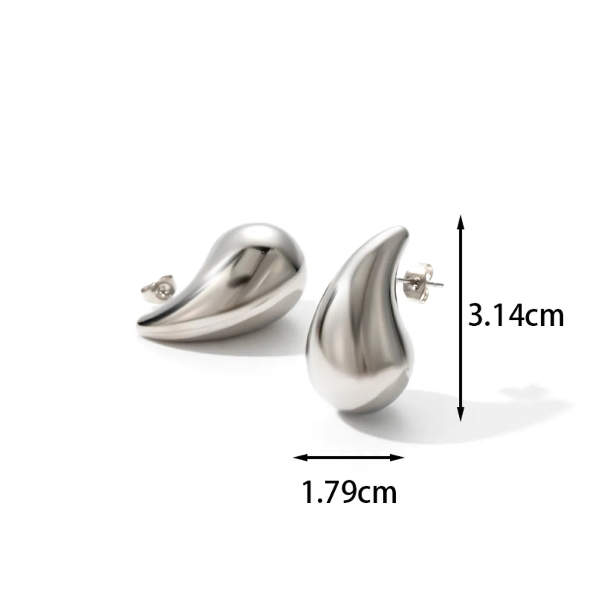 1 Pair Elegant Simple Style Water Droplets Stainless Steel Ear Studs