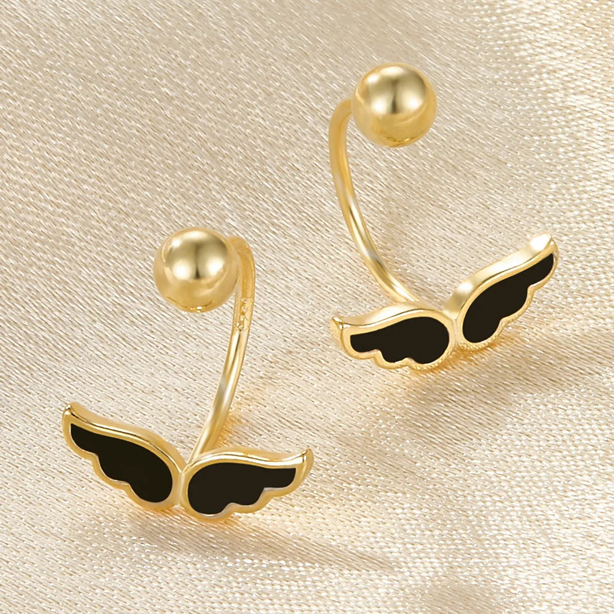 1 Pair Elegant Simple Style Wings Plating Sterling Silver 18k Gold Plated White Gold Plated Ear Studs