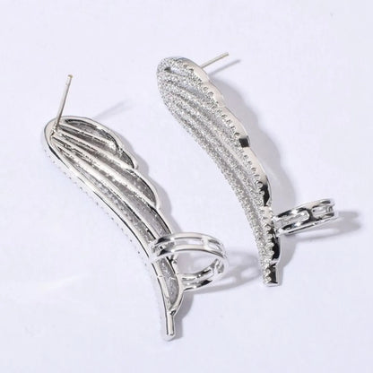 1 Pair Elegant Simple Style Wings Polishing Plating Inlay Copper Zircon 18K Gold Plated Ear Studs