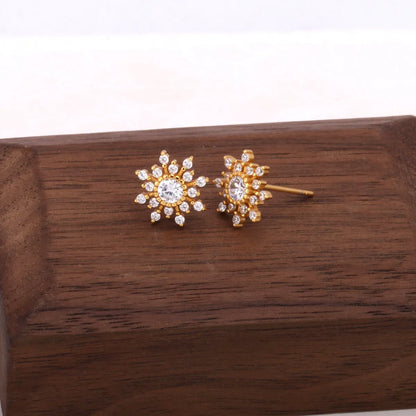 1 Pair Elegant Snowflake Inlay Sterling Silver Zircon Ear Studs