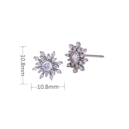 1 Pair Elegant Snowflake Inlay Sterling Silver Zircon Ear Studs