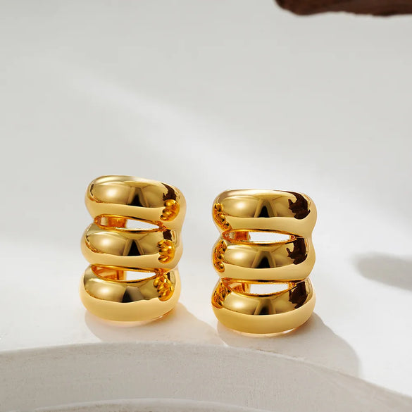 1 Pair Elegant Solid Color Classic Style C Shape Copper Ear Cuffs