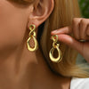 1 Pair Elegant Solid Color Copper 18K Gold Plated Drop Earrings
