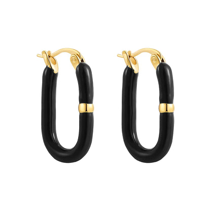 1 Pair Elegant Solid Color Enamel Copper Hoop Earrings