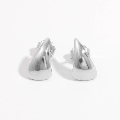 1 Pair Elegant Solid Color Heart Shape Plating Sterling Silver White Gold Plated Ear Studs