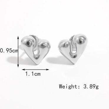 1 Pair Elegant Solid Color Heart Shape Plating Sterling Silver White Gold Plated Ear Studs