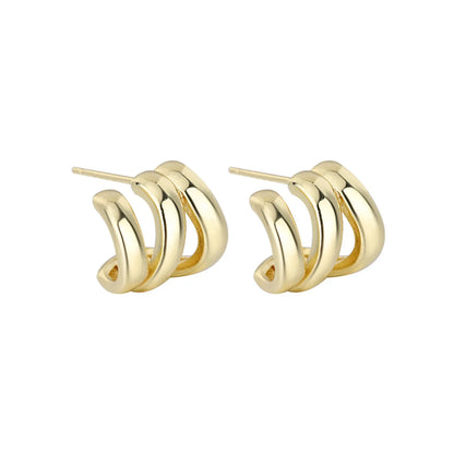 1 Pair Elegant Solid Color Plating Copper Ear Studs