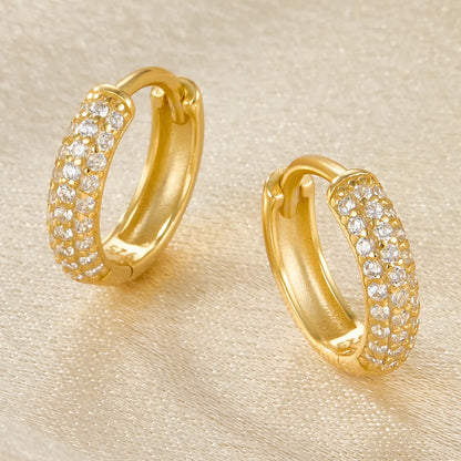 1 Pair Elegant Solid Color Plating Inlay Sterling Silver Zircon 18k Gold Plated White Gold Plated Earrings