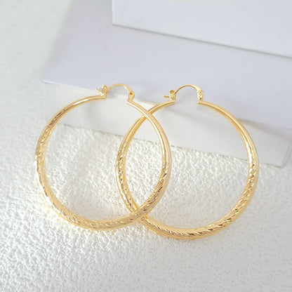 1 Pair Elegant Solid Color Plating Pleated Stainless Steel Gold Plated Earrings