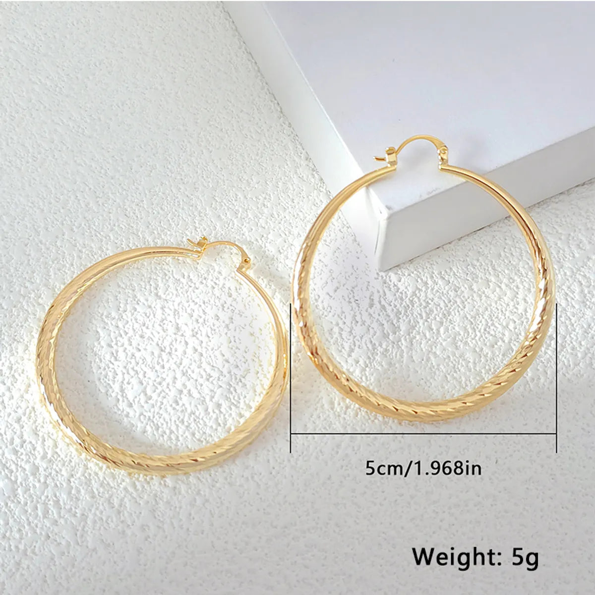 1 Pair Elegant Solid Color Plating Pleated Stainless Steel Gold Plated Earrings