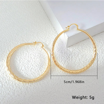 1 Pair Elegant Solid Color Plating Pleated Stainless Steel Gold Plated Earrings