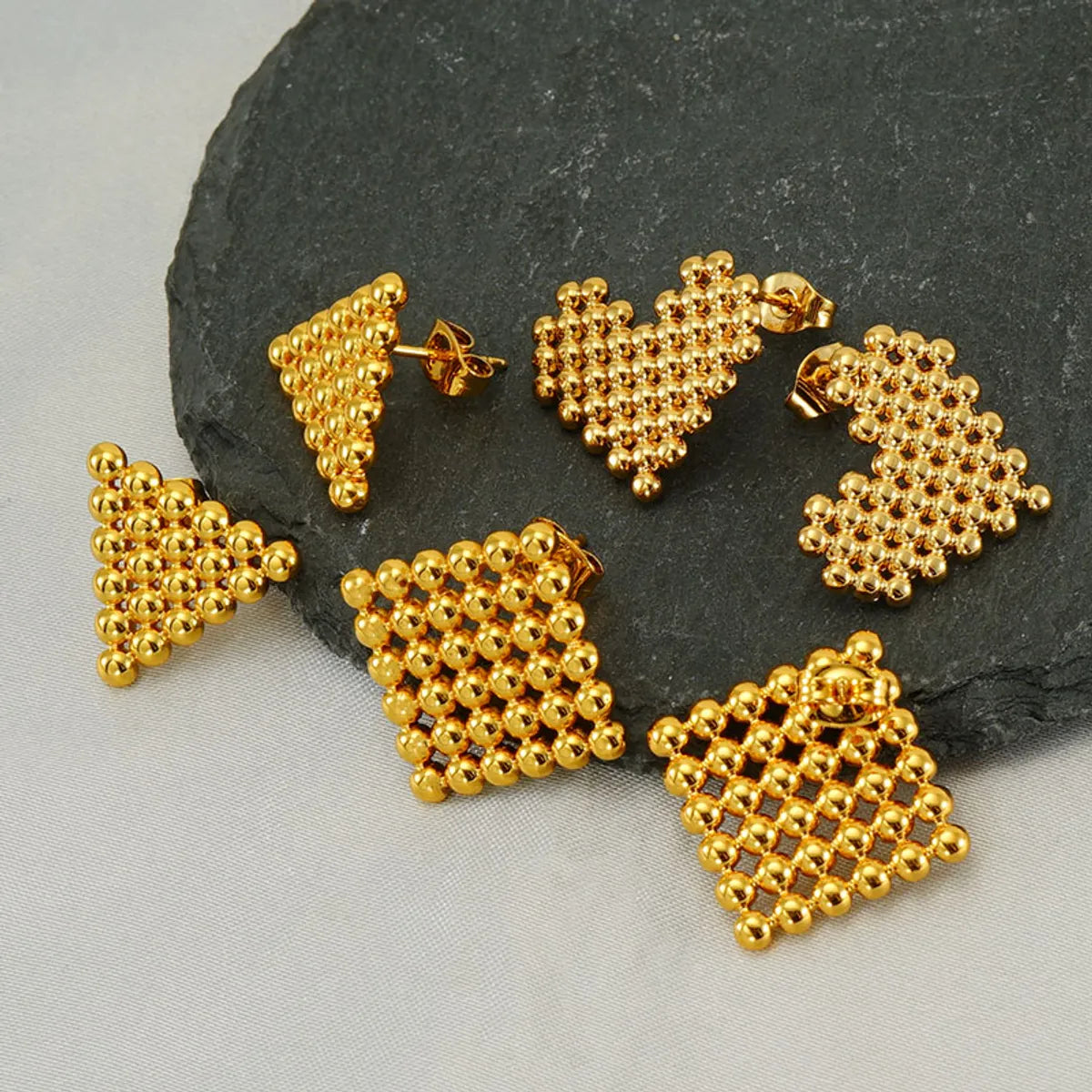 1 Pair Elegant Solid Color Plating Stainless Steel Gold Plated Ear Studs