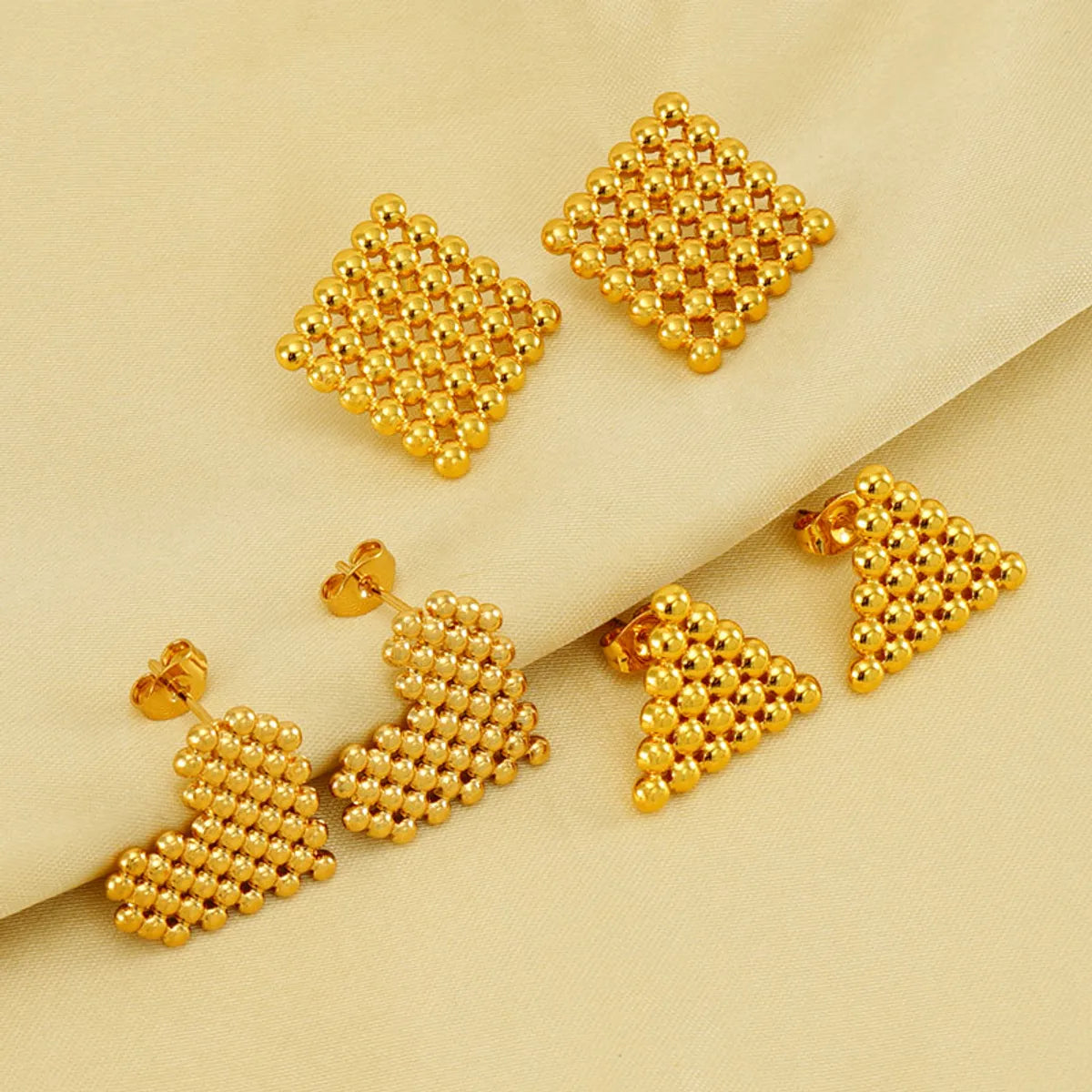 1 Pair Elegant Solid Color Plating Stainless Steel Gold Plated Ear Studs