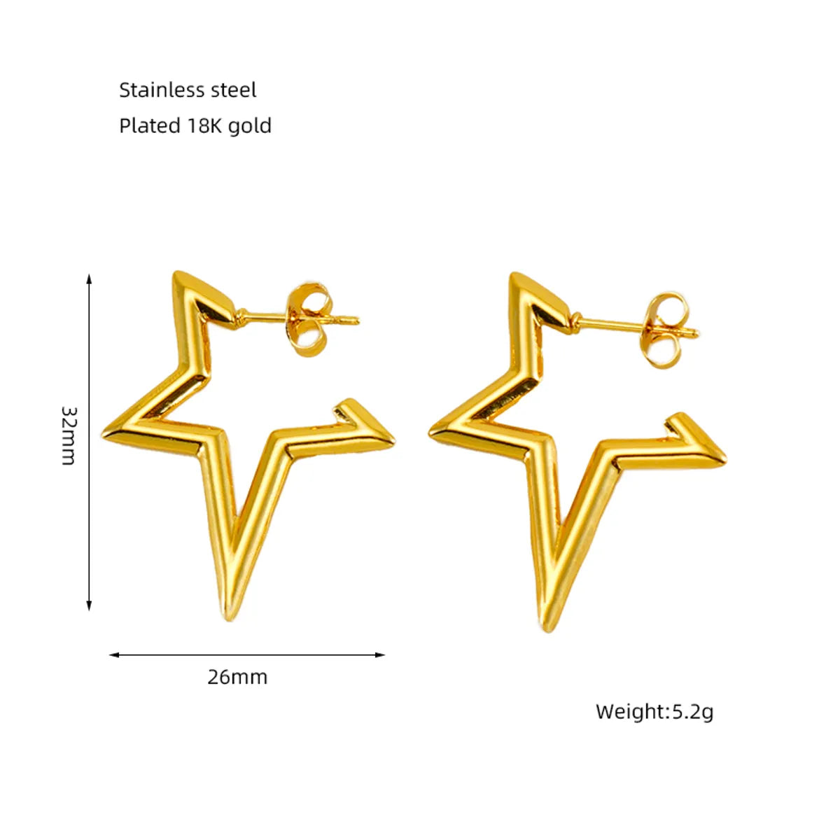 1 Pair Elegant Solid Color Plating Stainless Steel Titanium Steel 18K Gold Plated Earrings