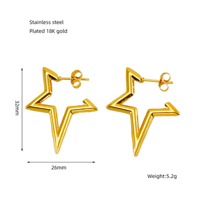 1 Pair Elegant Solid Color Plating Stainless Steel Titanium Steel 18K Gold Plated Earrings