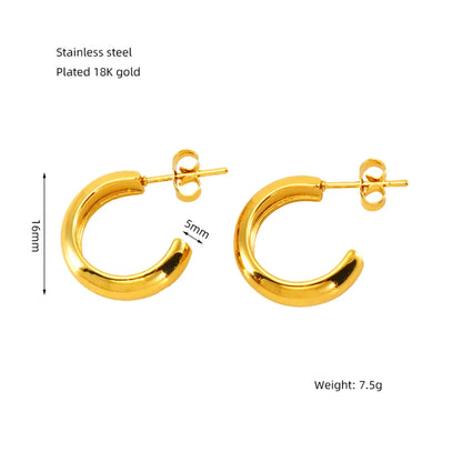 1 Pair Elegant Solid Color Plating Stainless Steel Titanium Steel 18K Gold Plated Earrings