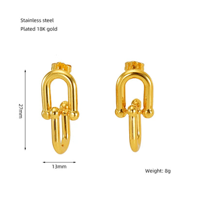 1 Pair Elegant Solid Color Plating Stainless Steel Titanium Steel 18K Gold Plated Earrings