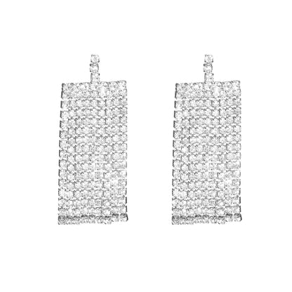 1 Pair Elegant Solid Color Sequins Tassel Inlay Stainless Steel Alloy Rhinestones Drop Earrings