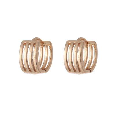 1 Pair Elegant Solid Color Stripe Copper K Gold Plated Silver Plated Hoop Earrings