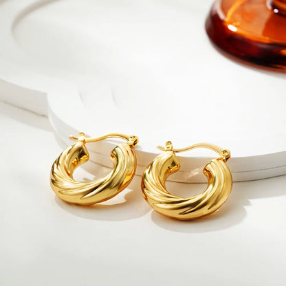 1 Pair Elegant Solid Color U Shape 201 Stainless Steel Earrings