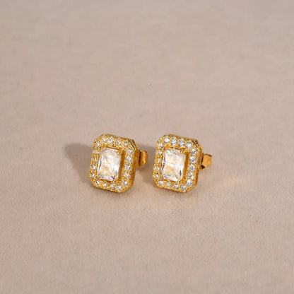 1 Pair Elegant Square Plating Inlay Copper Alloy Zircon Ear Studs