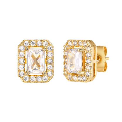 1 Pair Elegant Square Plating Inlay Copper Alloy Zircon Ear Studs