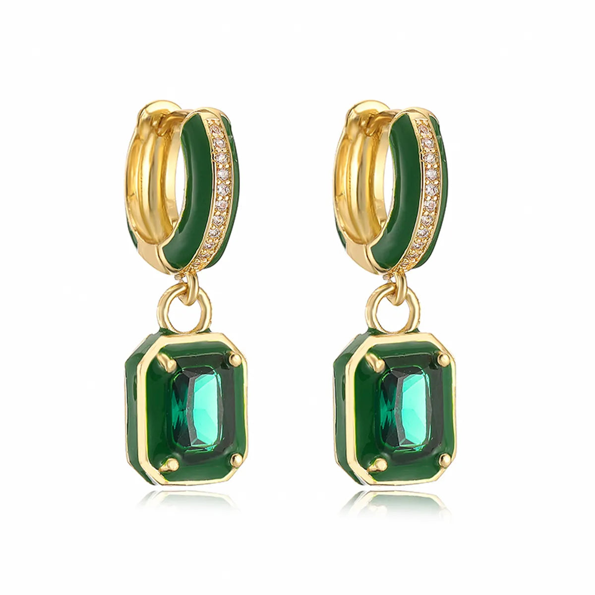 1 Pair Elegant Square Plating Inlay Copper Zircon 18k Gold Plated Earrings