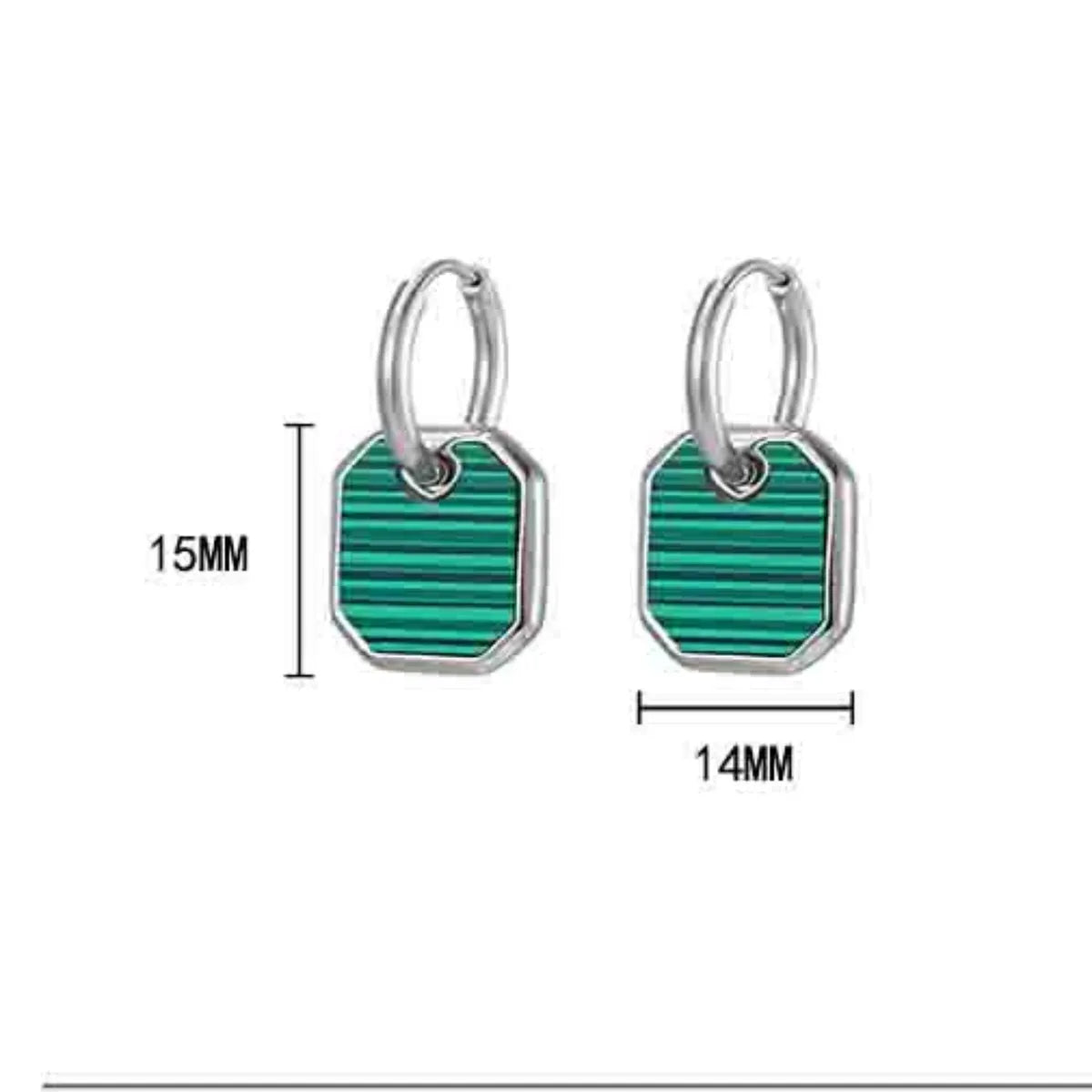 1 Pair Elegant Square Polishing Plating Inlay 304 Stainless Steel Malachite 18K Gold Plated Drop Earrings