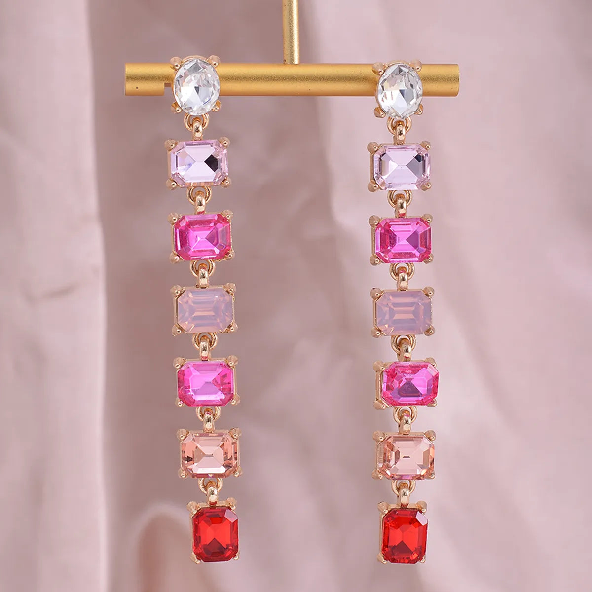 1 Pair Elegant Square Three-Dimensional Alloy Drop Earrings