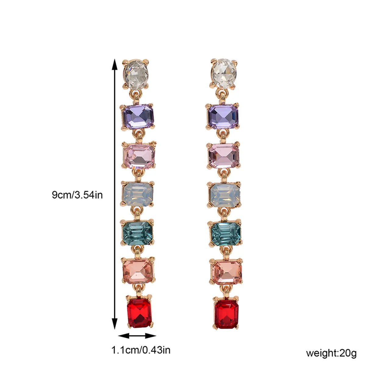 1 Pair Elegant Square Three-Dimensional Alloy Drop Earrings