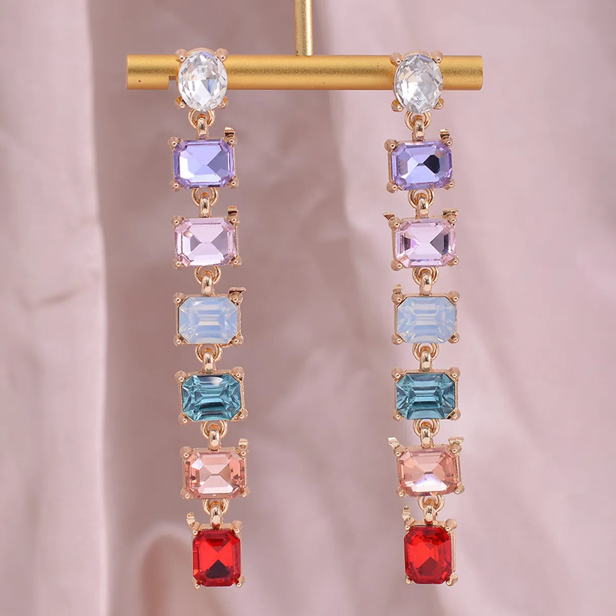 1 Pair Elegant Square Three-Dimensional Alloy Drop Earrings